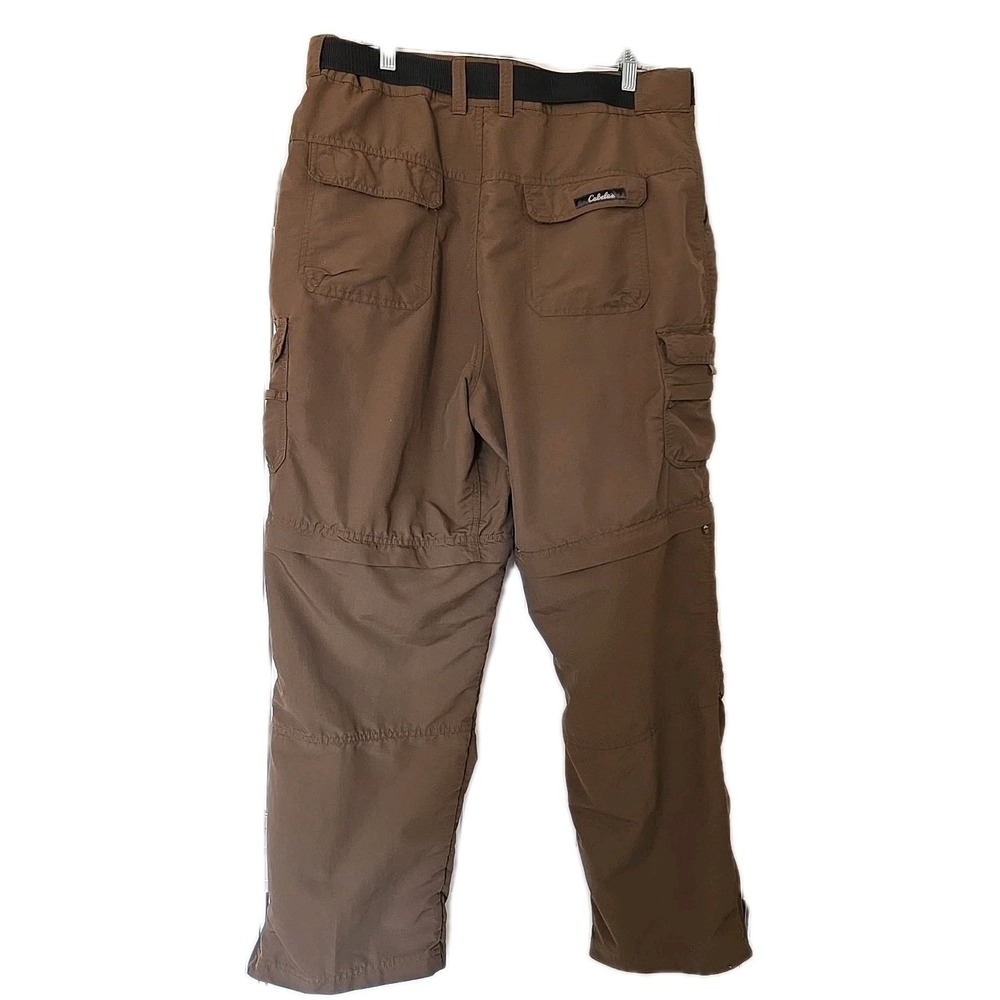 Cabela's Mens 40x32 Brown Convertible Cargo Pants Zip-Off Belted Hiking Fishing - Picture 2 of 13